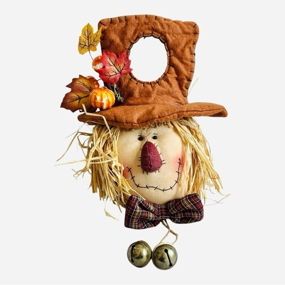 VNTG Scarecrow Hanging Decoration Northlight Fall Harvest Wreath Doorknob Hanger - Picture 4 of 5